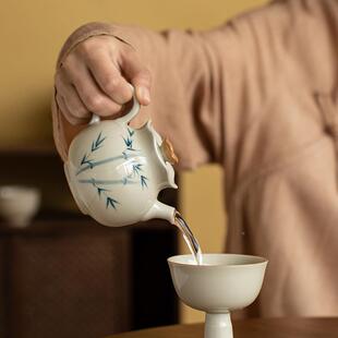 陶瓷茶壶釉下81551壶手二花边壶人饮迷你小茶壶小品壶陶瓷泡茶绘