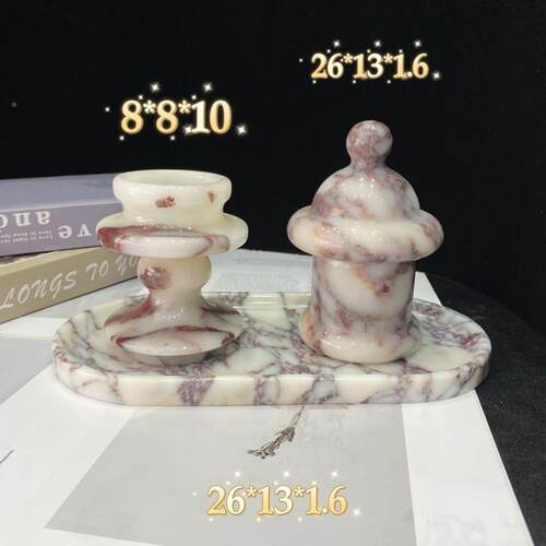 法式浪漫客天然大理台石花瓶烛托NKH盘厅餐厅样房复古氛围法式摆