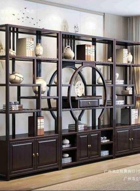 实木新中式博古架酒展示柜多宝阁摆柜件KFY客柜茶具置物架书架厅