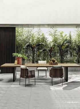 外桌椅庭院酒店墅防水防LMS-906别晒不锈钢藤椅室户藤编实木桌椅