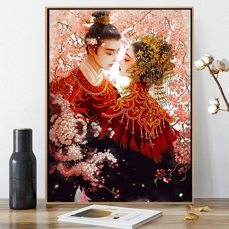 P662025钻石画婚满钻绣新人结婚婚礼系列古风唯美礼DY1190百喜图