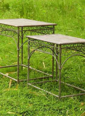 出口单欧式做院旧形花外园铁方艺花架阳台客74535厅庭花盆架户外