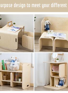 儿童写字桌椅套玩装宝宝多习功能学书桌幼儿具圆OYF餐桌椅实木书