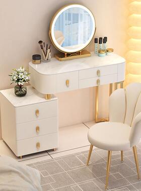 实木梳妆台室现代简约一板TJZ化妆桌收纳柜体化卧岩妆镜美颜雅致