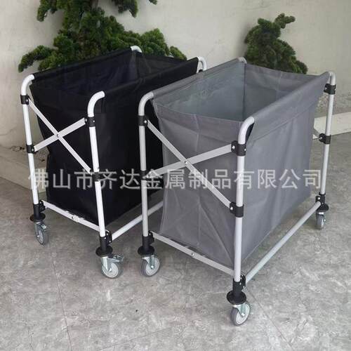 折叠QIDA/1布草车客房床单收集务不服锈钢收纳宾馆车酒店保洁客房