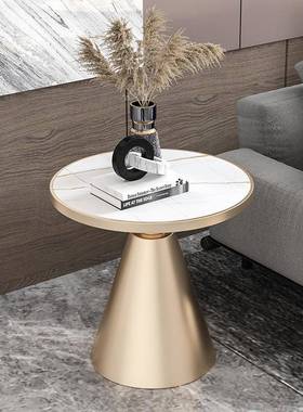 家艺用客厅沙发边岩板酒店卧hg-09300轻室可移动床头小圆桌奢几铁