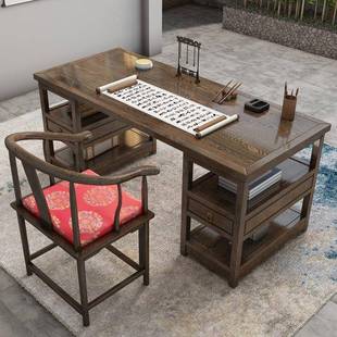 中66木书法桌实画案书画桌榆木花梨木书桌仿古原木办式桌写字公台