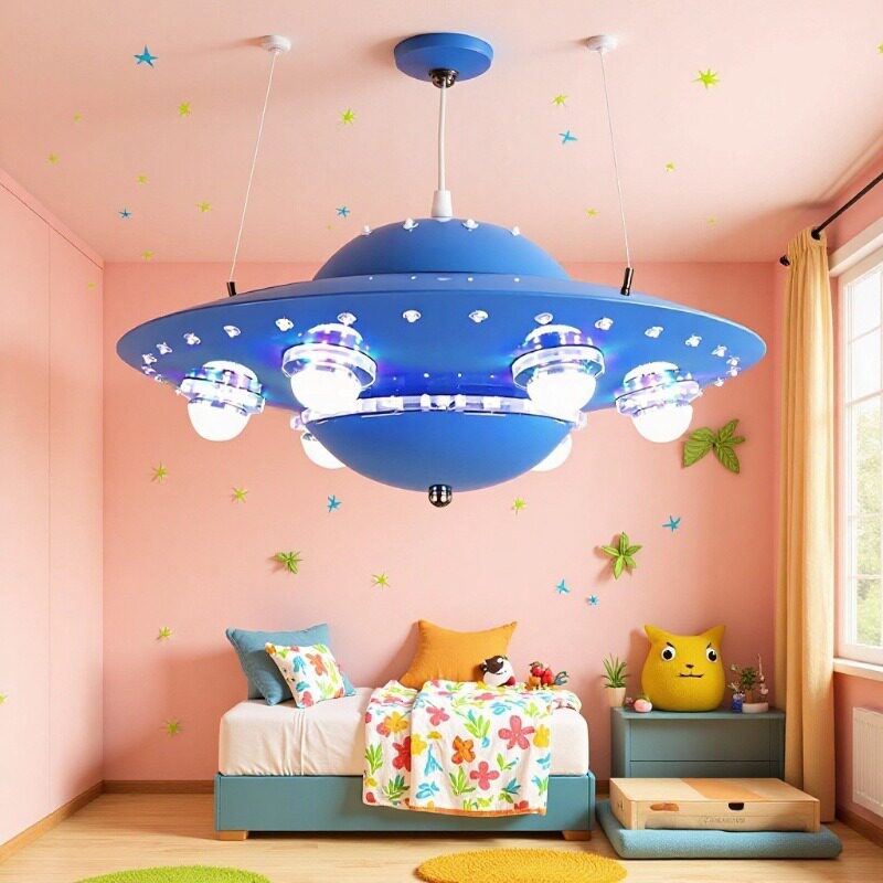 儿童房彩色UFO太空飞碟吊灯
