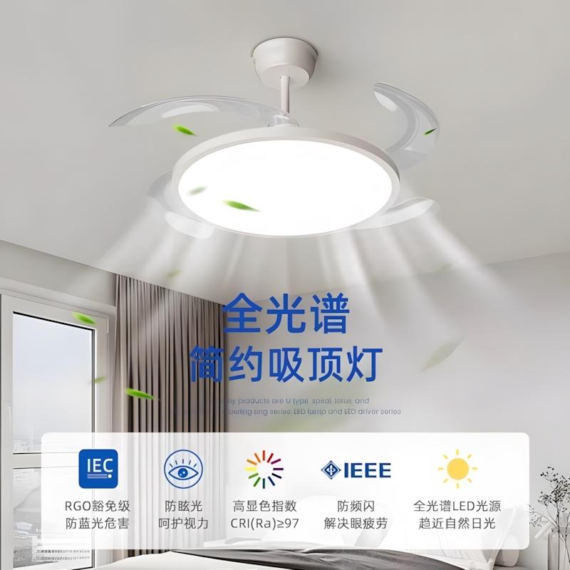 025年新款2光超薄全光谱护眼简约隐形风扇灯卧室餐厅防眩灯吊无品