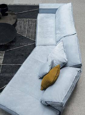 意大利baxt科技简布艺沙PNG发r客e厅异形转角约意式轻奢羽绒沙发