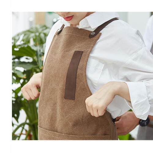 定简约加厚男围裙logo印制字5-2美术生上耐脏女帆布工作服班耐磨