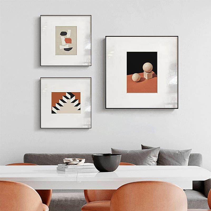 巧塑抽现简约厅装代饰画三联餐厅客挂画橙QX202204色人物壁画象静