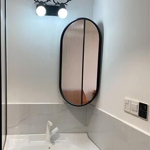 卫生间743角风水墙角挂手镜壁挂可旋转转侧浴室镜洗间边悬挂斜角