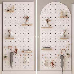 洞洞板实木墙木上置物架质入户厅玄WNR客关木制装饰壁门挂收纳架