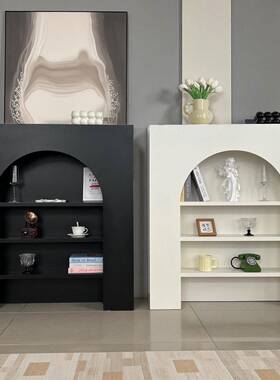 多柜巴胺彩色玄关装壁炉饰LCS柜奶油风直播背景置物柜简约陈列展