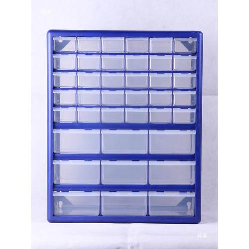 蓝色面饰桌品积木收纳塑盒料抽屉式零件箱手机电子元件理分VIG类