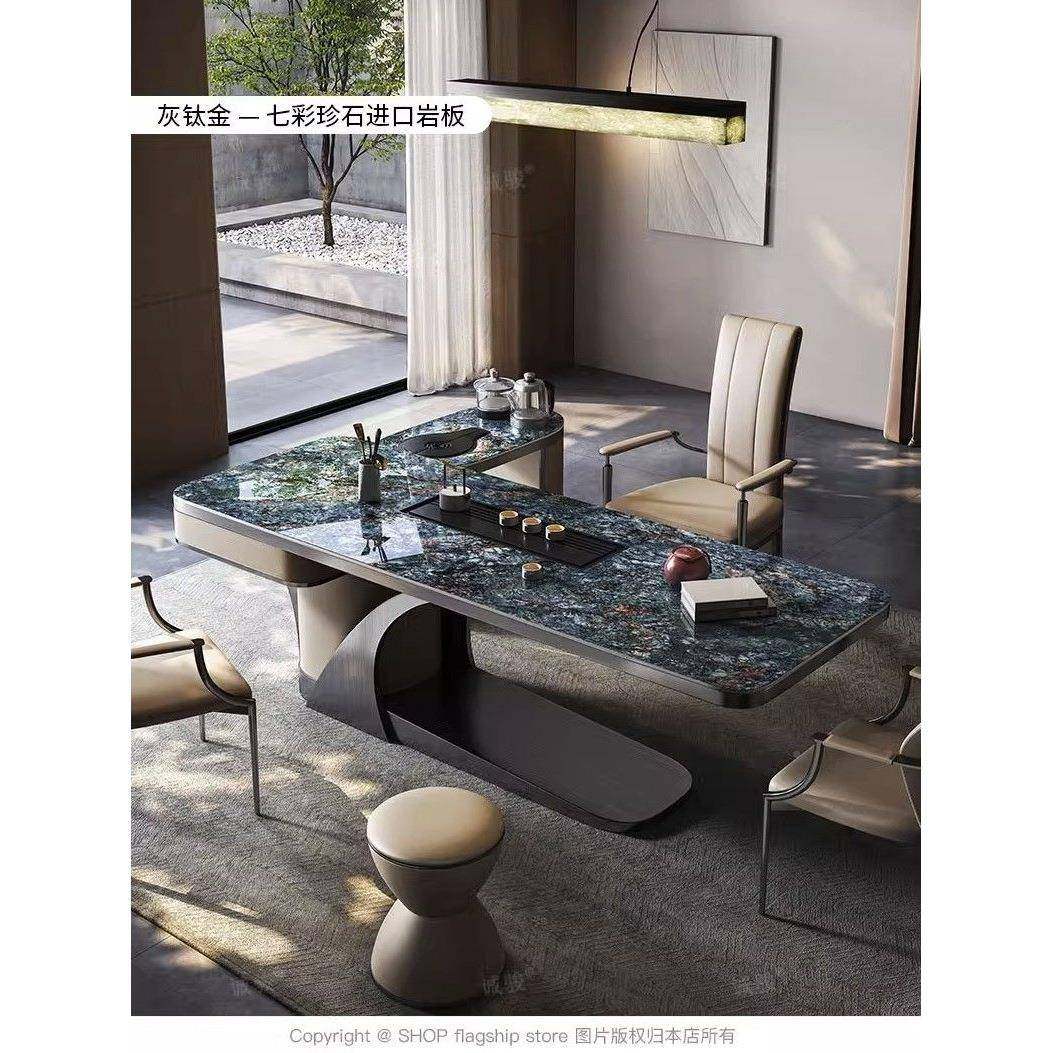 轻奢风桌新款奢石岩GQT板轻奢高端书茶台体一两用组办公室茶桌椅,商业/办公家具,茶台/茶桌,淘宝优惠券,粉丝福利购,淘宝优惠卷