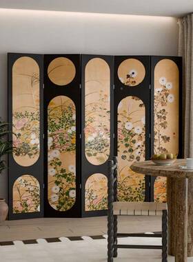 中式风折隔断客厅遮挡卧室玄可移动FBC叠墙办公关室山水画仿屏古