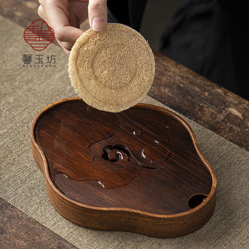 馨玉坊重竹壶承祥云储水式泡茶台小型干泡台茶盘壶托壶垫托盘茶托