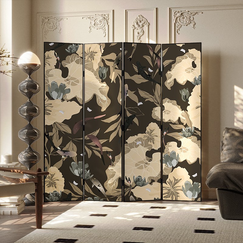 奶油风法式屏风隔断可折叠移动设计客厅卧室背景装饰遮挡现代折屏