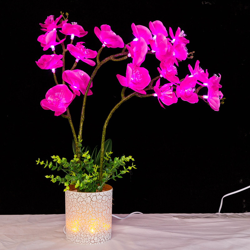 盆景百合花灯光纤蝴蝶兰花LED七彩莲花灯电佛前供灯佛灯造型艺灯