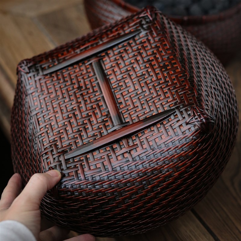 手工竹编核桃炭钵 炭篓炭笼碳斗 乌榄橄榄炭木炭烧水煮茶炭炉配件