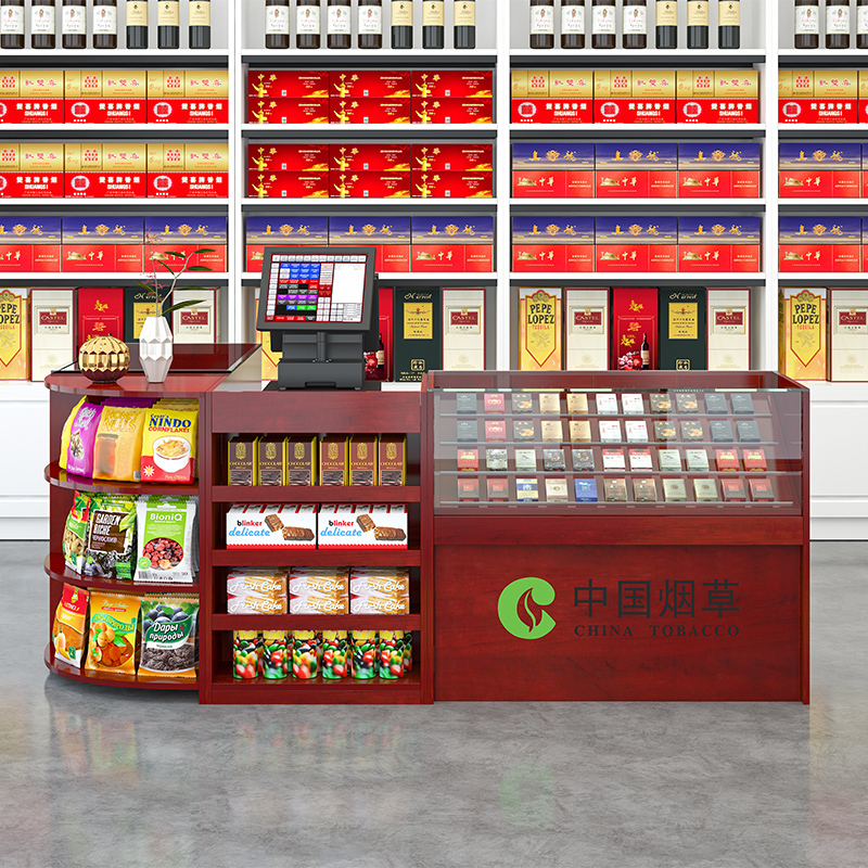 烟柜收银台一体便利店烟酒展示柜玻璃柜转角超市前台置物货架