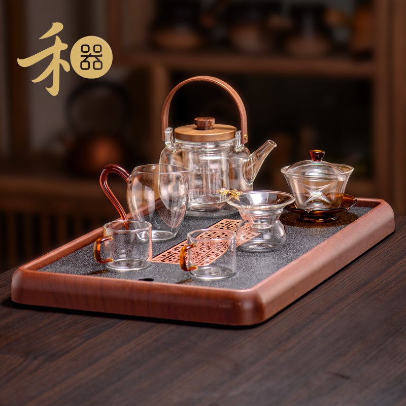 2025新款家用客厅茶盘禾器茶具套装茶台一整套天然乌金石小型一套