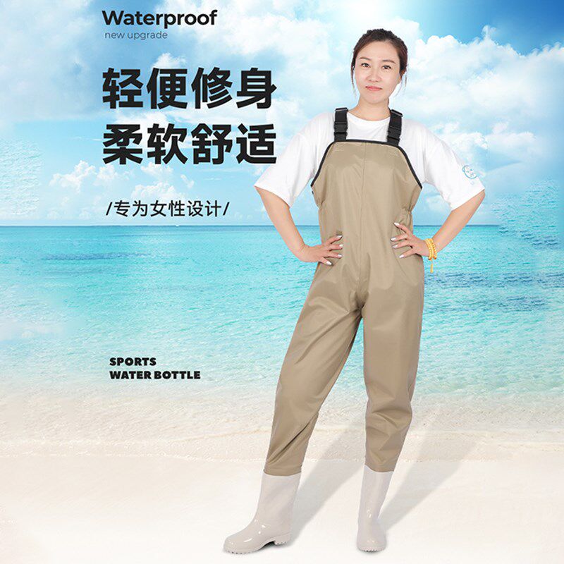 下水裤衣连体防水全身雨靴雨裤一体雨衣赶海玩沙装备轻薄玩水服