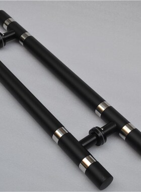 亮环哑黑色烤漆无框玻璃门拉手 加厚不锈钢大门把手 木门KTV拉手