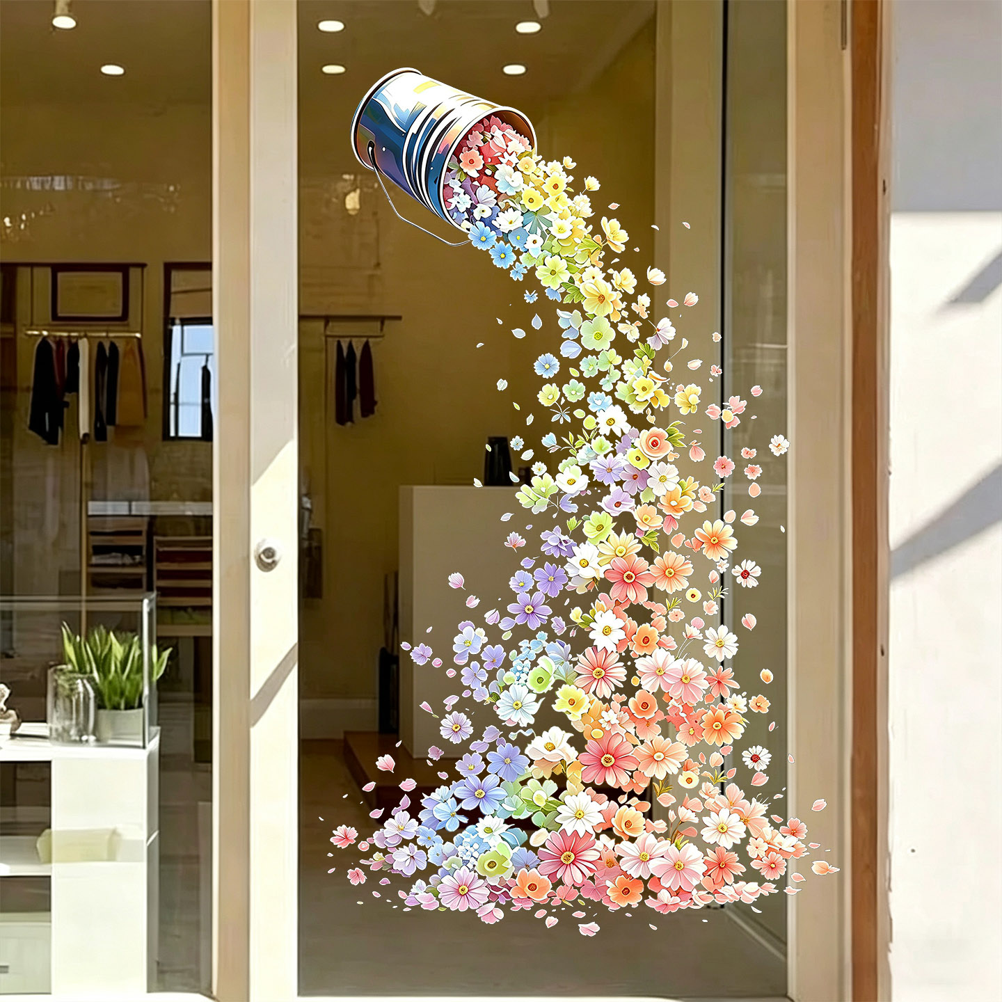 商场服装店静电橱窗玻璃门静电贴图片