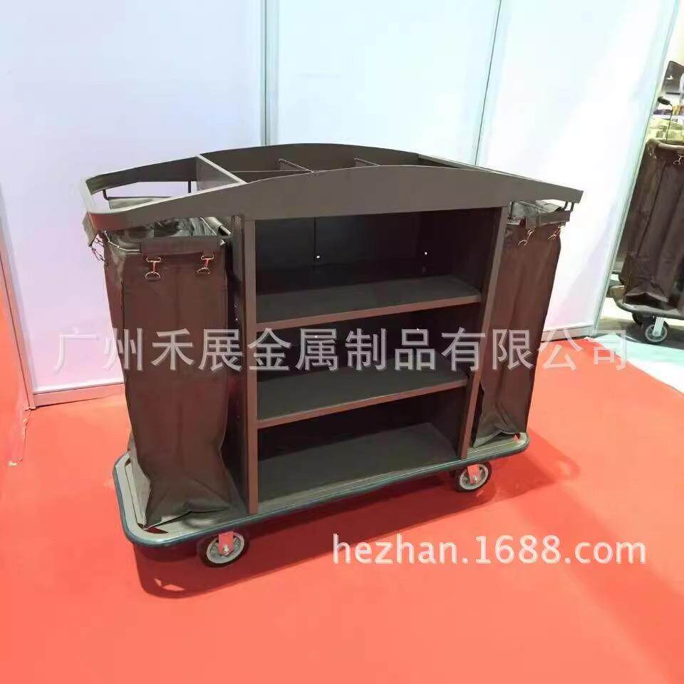 酒店客房服务车清洁车布草车钢板烤漆房口车白色双边布草车