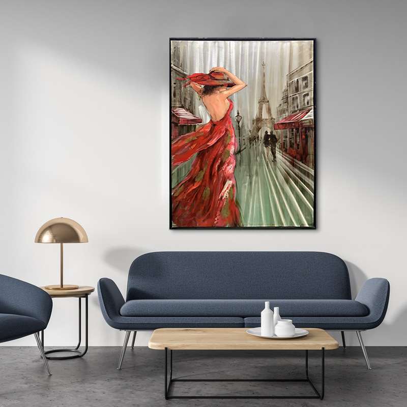 客厅卧室装饰画餐厅挂画巴黎埃菲尔铁塔手绘油画玄关油画背景壁画