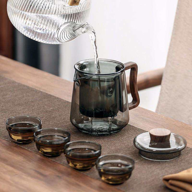 金镶玉 玻璃旅行茶具套装轻奢高档户外车载 逸云玻璃旅行茶具
