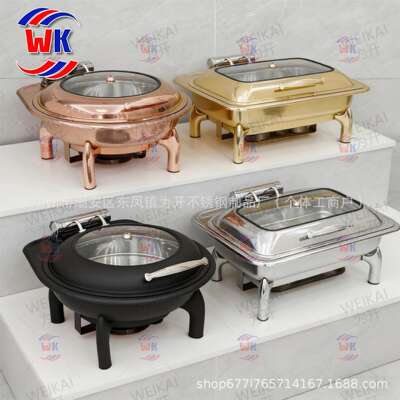 豪华6/9L加厚自助餐炉不锈钢酒店保温酒精电热布菲炉chafing dish