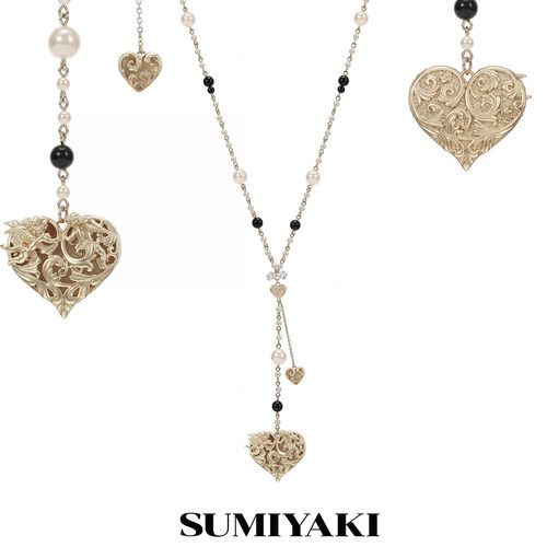 SUMIYAKI 天使爱心双面Y字毛衣链叠戴项链