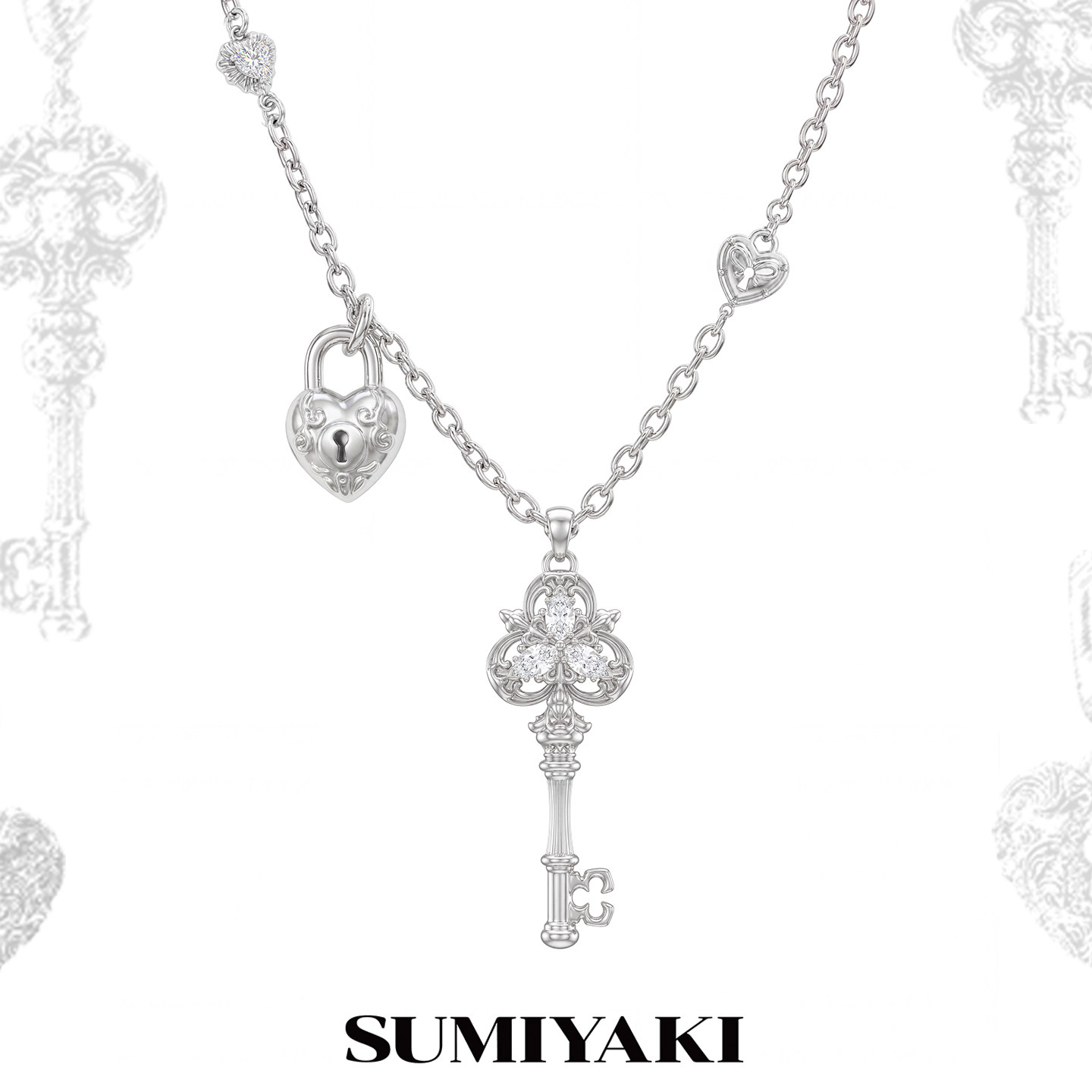 SUMIYAKI 爱锁芯系列 银色钥匙&锁项链女甜酷小众设计长款锁骨链