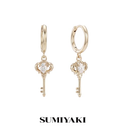 【10.15 20:00预售】SUMIYAKI 爱锁芯系列心钥耳扣小众锆石耳环