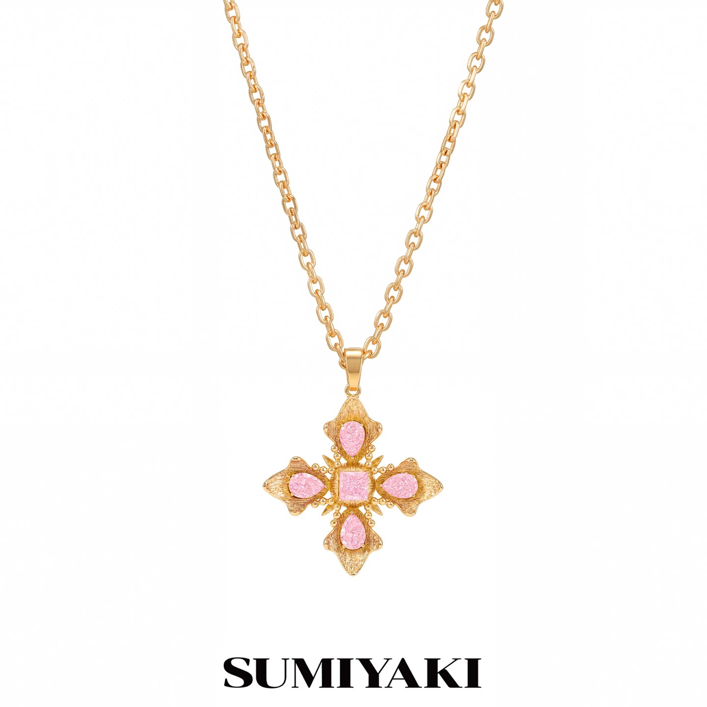 SUMIYAKI 绮梦系列水滴十字架项链长款女配饰锆石锁骨链百搭首饰