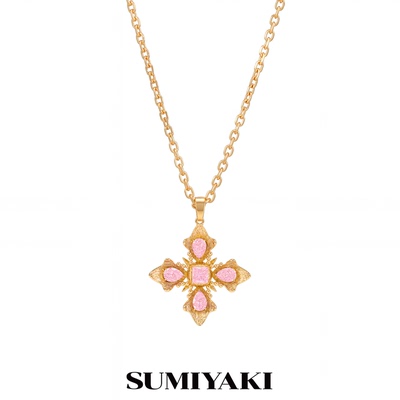 SUMIYAKI 绮梦系列水滴十字架项链长款女配饰锆石锁骨链百搭首饰