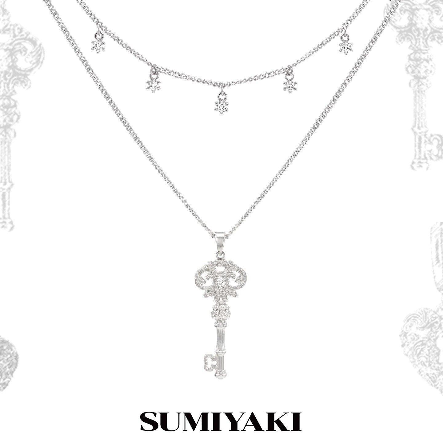 SUMIYAKI爱锁芯系列精致钥匙项链锆石双层锁骨链配饰女轻奢小众