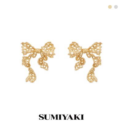SUMIYAKI 蕾丝系列镂空蝴蝶结耳环高级感巨好看耳钉新款独特耳饰
