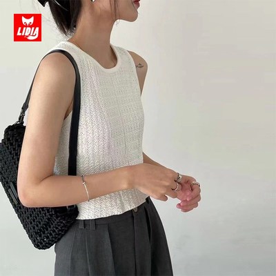 红色法式无袖钩针背心夏2024新款短款外穿上衣女夏高级感配半身裙