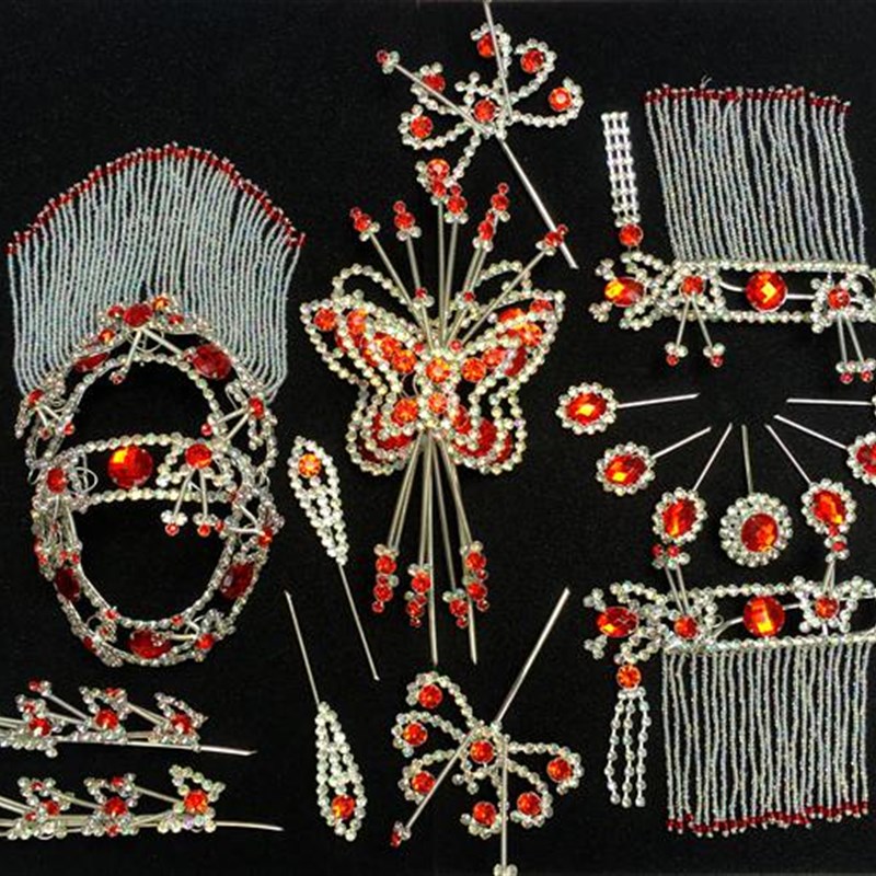 戏剧戏曲五彩木钻简化版头面舞台服装表演出头饰青衣花旦包头用品