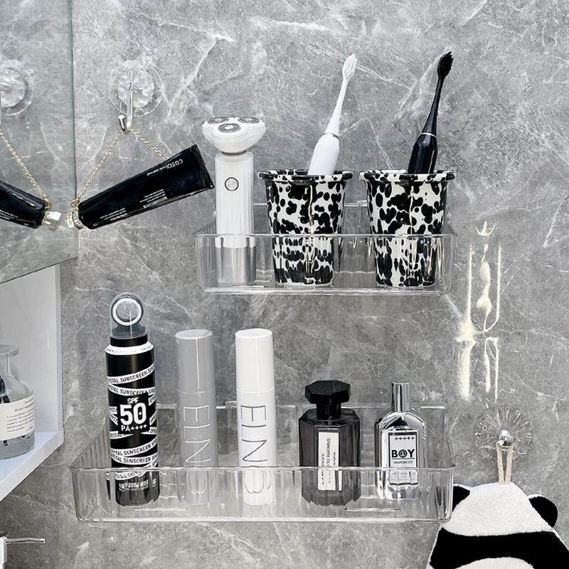 浴室用品置物架吸盘免打孔壁挂架子三角收纳架洗漱台化妆品整理架