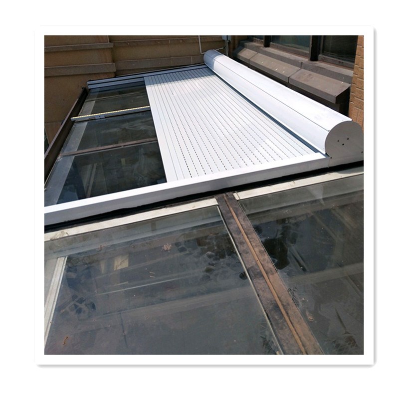 玻璃顶外遮阳铝合金天幕采光顶重型隔热防水防结露弧形伸缩卷帘窗