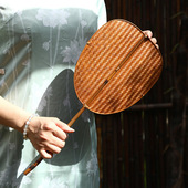 大漆芭蕉扇复古青蓖扇手工竹编团扇子中式 长柄竹制蒲扇夏季