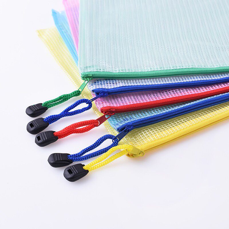 正彩5个装A4透明文件袋资料夹笔袋学生用塑料档案袋网格帆布试卷