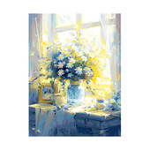 遇光 成人手工填色涂色手绘填充花卉油彩画 自油自画 数字油画diy