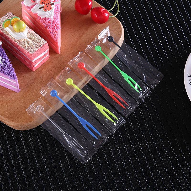 5000支一次性水果叉子单独包装塑料果叉透明独立OK小叉蛋糕果签